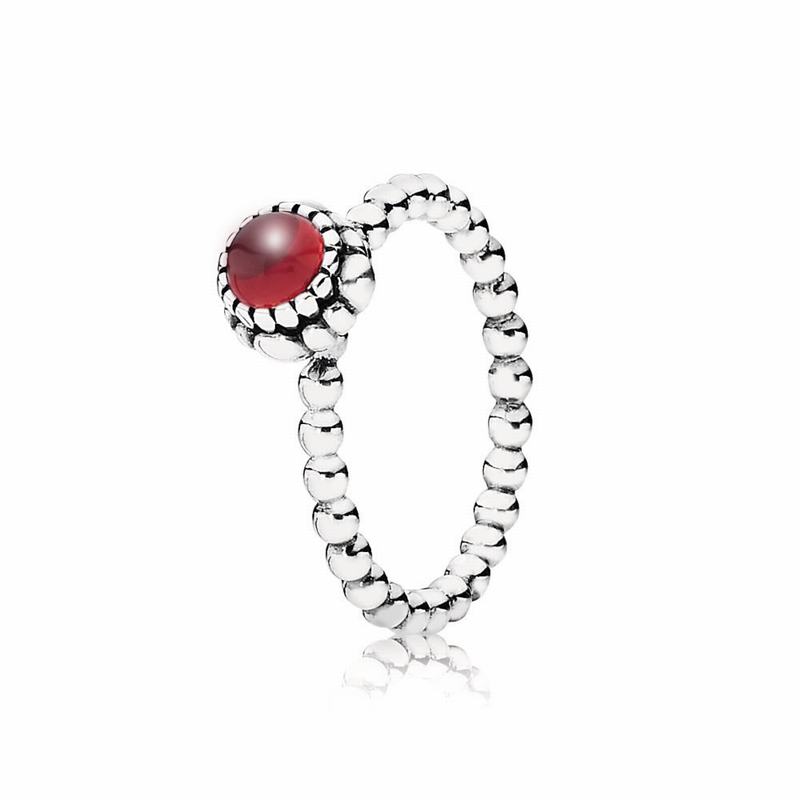 Pandora Birthday Blooms Ring January Ireland - Sterling Silver/Red/Garnet - 735690PGB